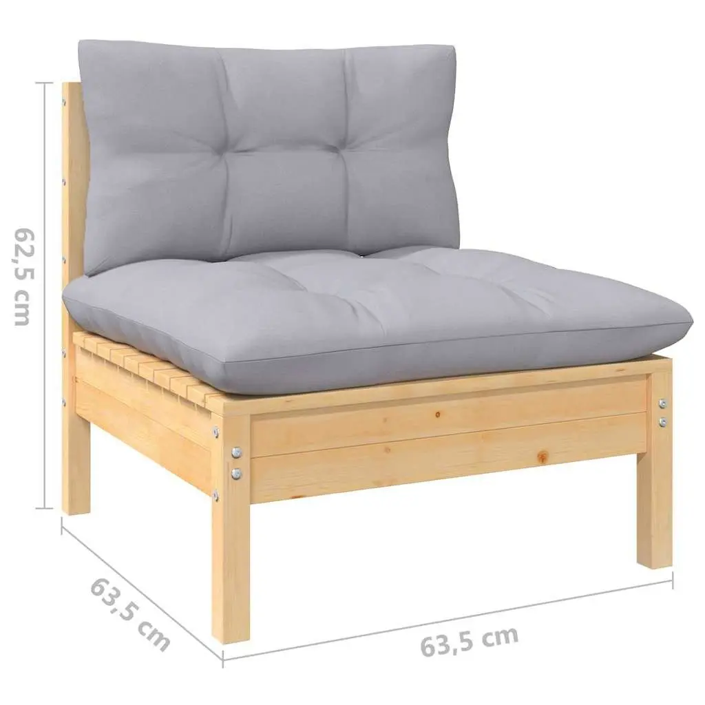 Garden Lounge Set 9 Piece Outdoor Patio Furniture Grey Cushions Modular Seating