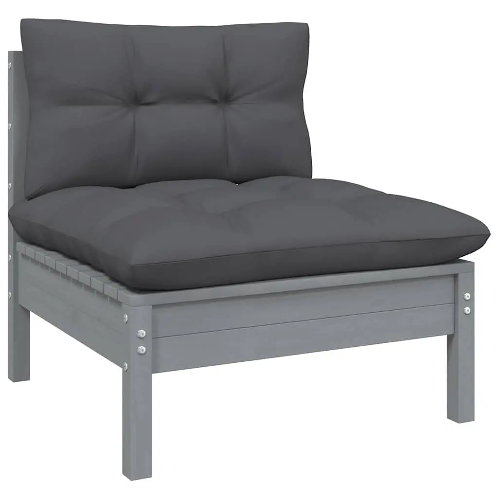 Garden Lounge Set Black 9 Piece Outdoor Patio Furniture Solid Pinewood with Cushions