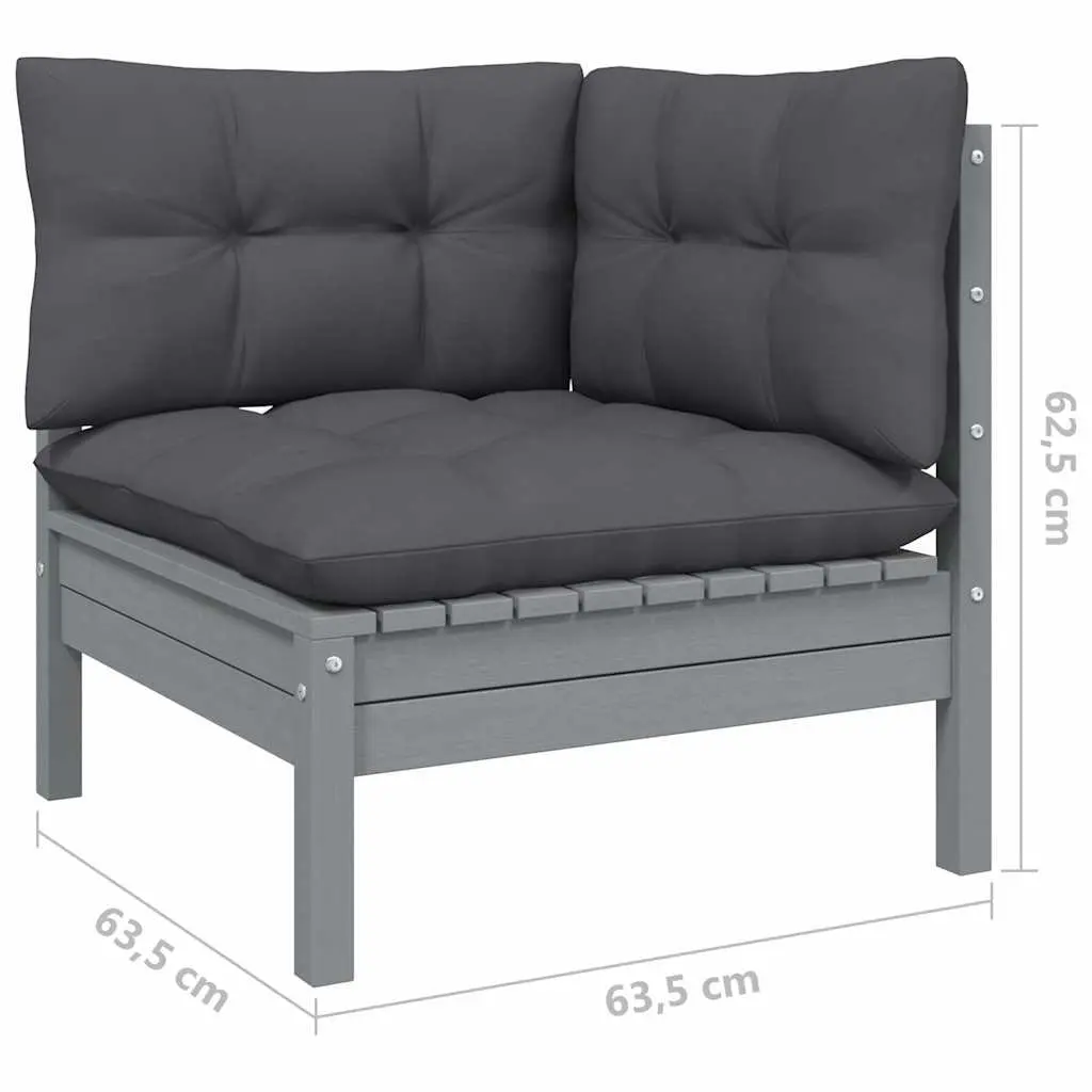 Garden Lounge Set Black 9 Piece Outdoor Patio Furniture Solid Pinewood with Cushions