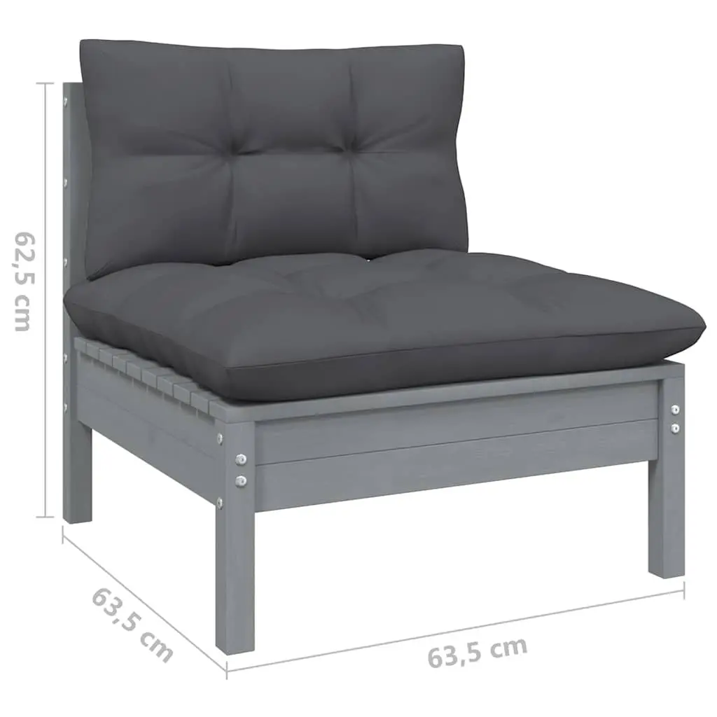 Garden Lounge Set Black 9 Piece Outdoor Patio Furniture Solid Pinewood with Cushions