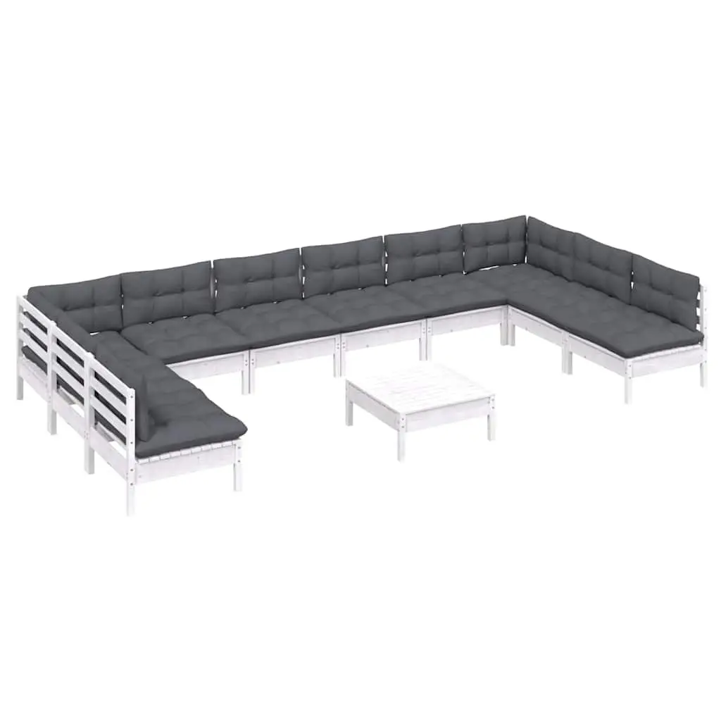 Garden Lounge Set 11 Piece Outdoor Furniture Patio Sofa Modular White Cushions