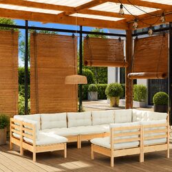 Garden Lounge Set 9 Piece Outdoor Patio Furniture Modular Lounge with Cushions