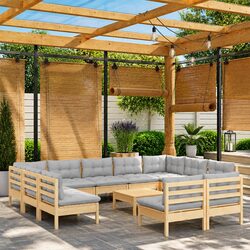 Concise 12 Piece Outdoor Lounge Set with Modular Design