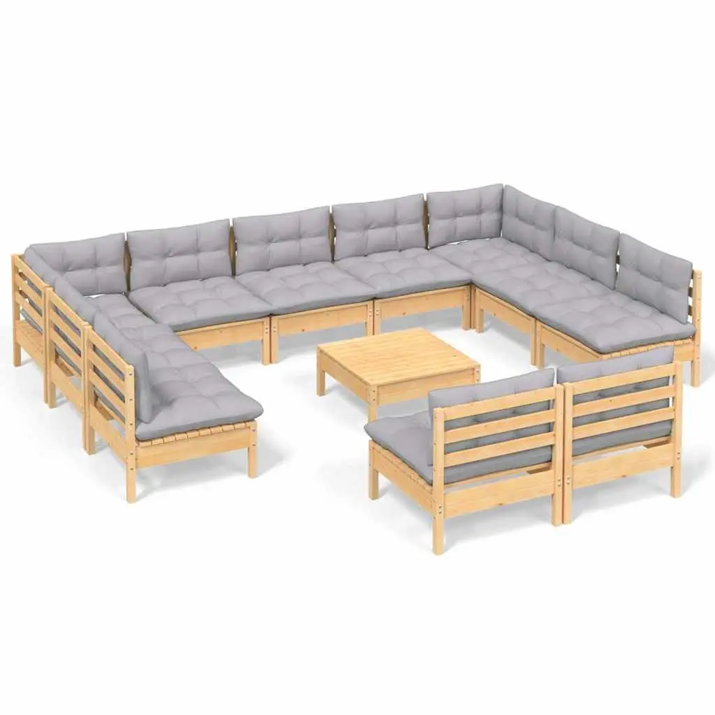 Garden Lounge Set 12 Piece Outdoor Furniture Patio Seating Grey Cushions