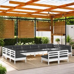 Concise 12 Piece White Patio Lounge Set with Cushions