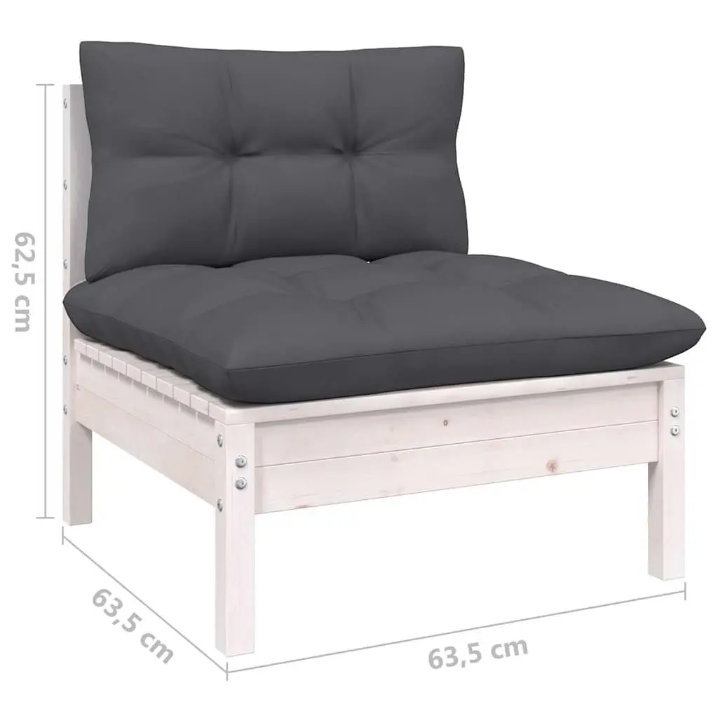 Garden Lounge Set 13 Piece White Solid Pinewood Patio Furniture with Cushions
