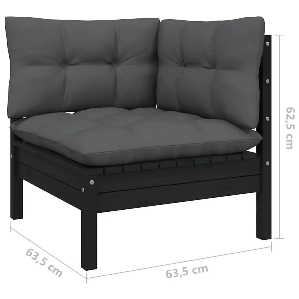 Garden Lounge Set 10 Piece Outdoor Patio Furniture Black with Cushions Modular