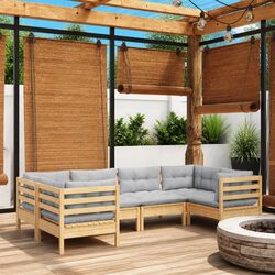 Garden Lounge Set 6 Piece Outdoor Patio Furniture Grey Cushions Modular