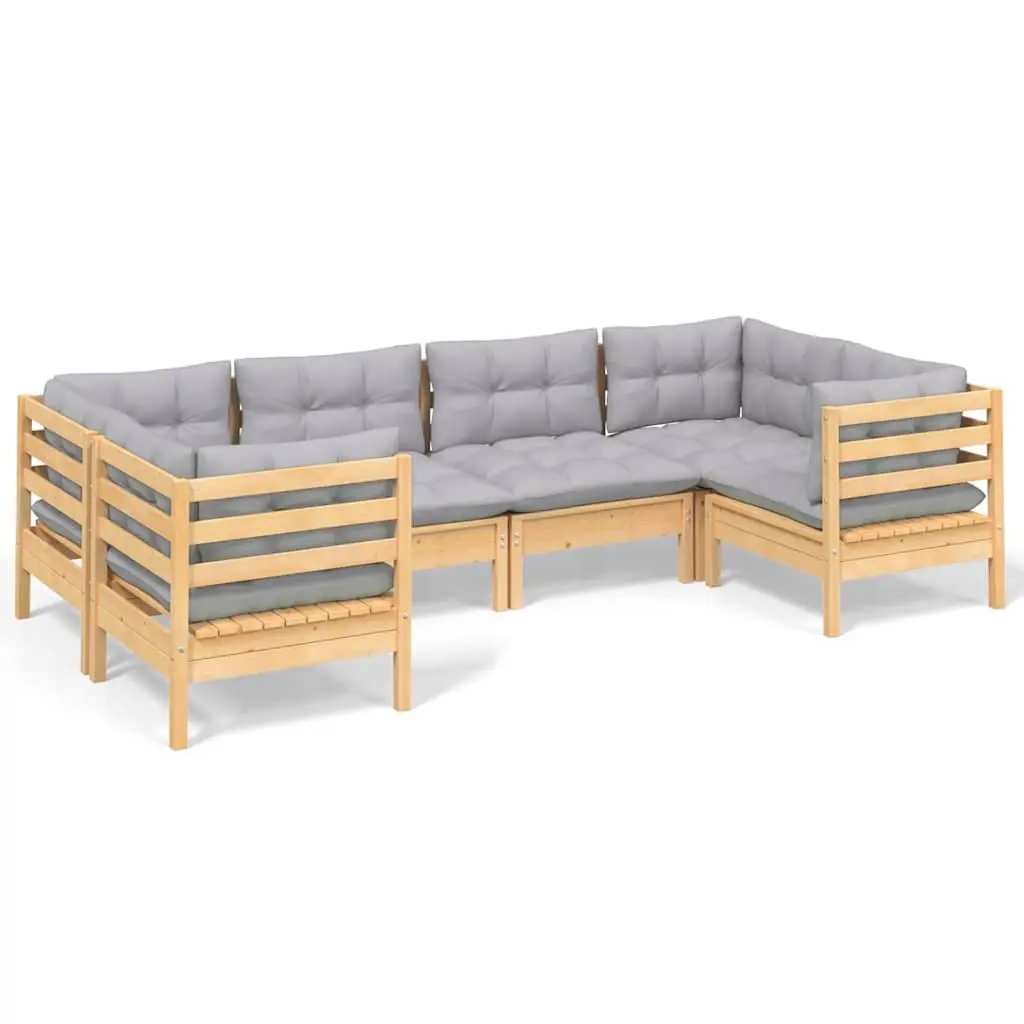 Garden Lounge Set 6 Piece Outdoor Patio Furniture Grey Cushions Modular