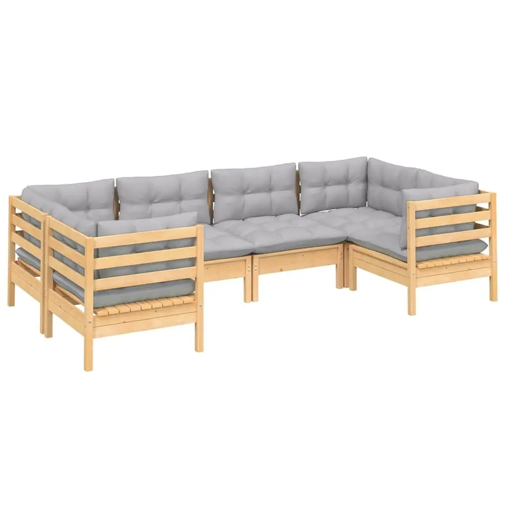 Garden Lounge Set 6 Piece Outdoor Patio Furniture Grey Cushions Modular