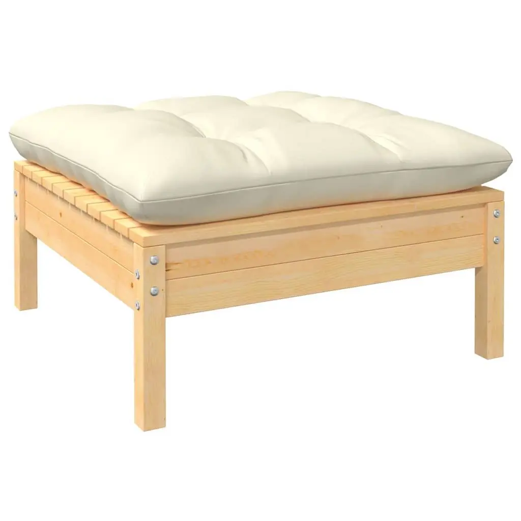 Garden Lounge Set 7 Piece Outdoor Patio Furniture with Cream Cushions Pinewood