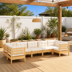 Garden Lounge Set 7 Piece Wooden Outdoor Furniture Patio with Cushions