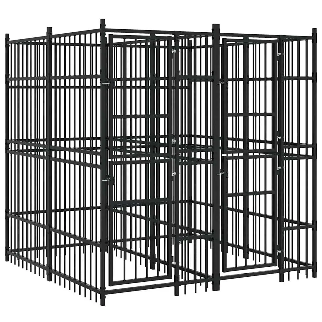 Dog Kennel Black Outdoor Steel Exercise Pen Enclosure Run Play Area