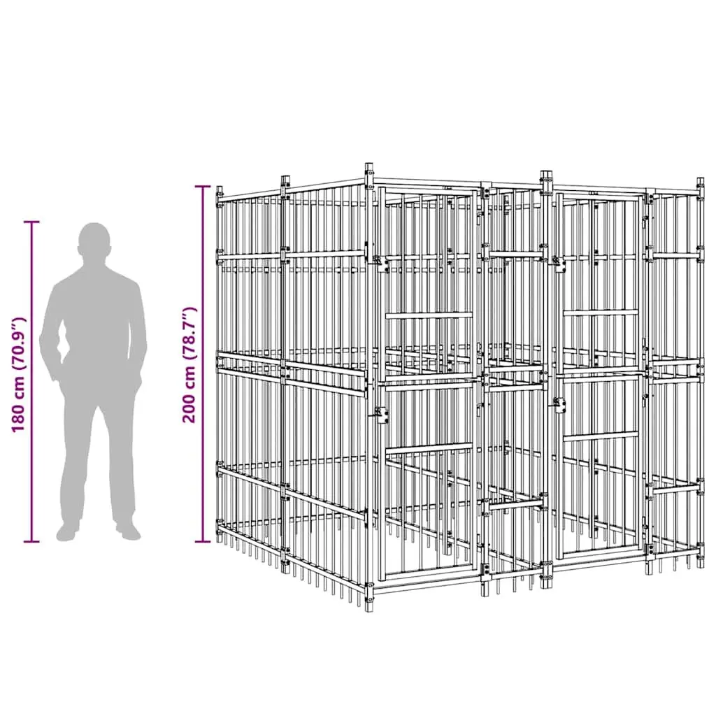 Dog Kennel Black Outdoor Steel Exercise Pen Enclosure Run Play Area