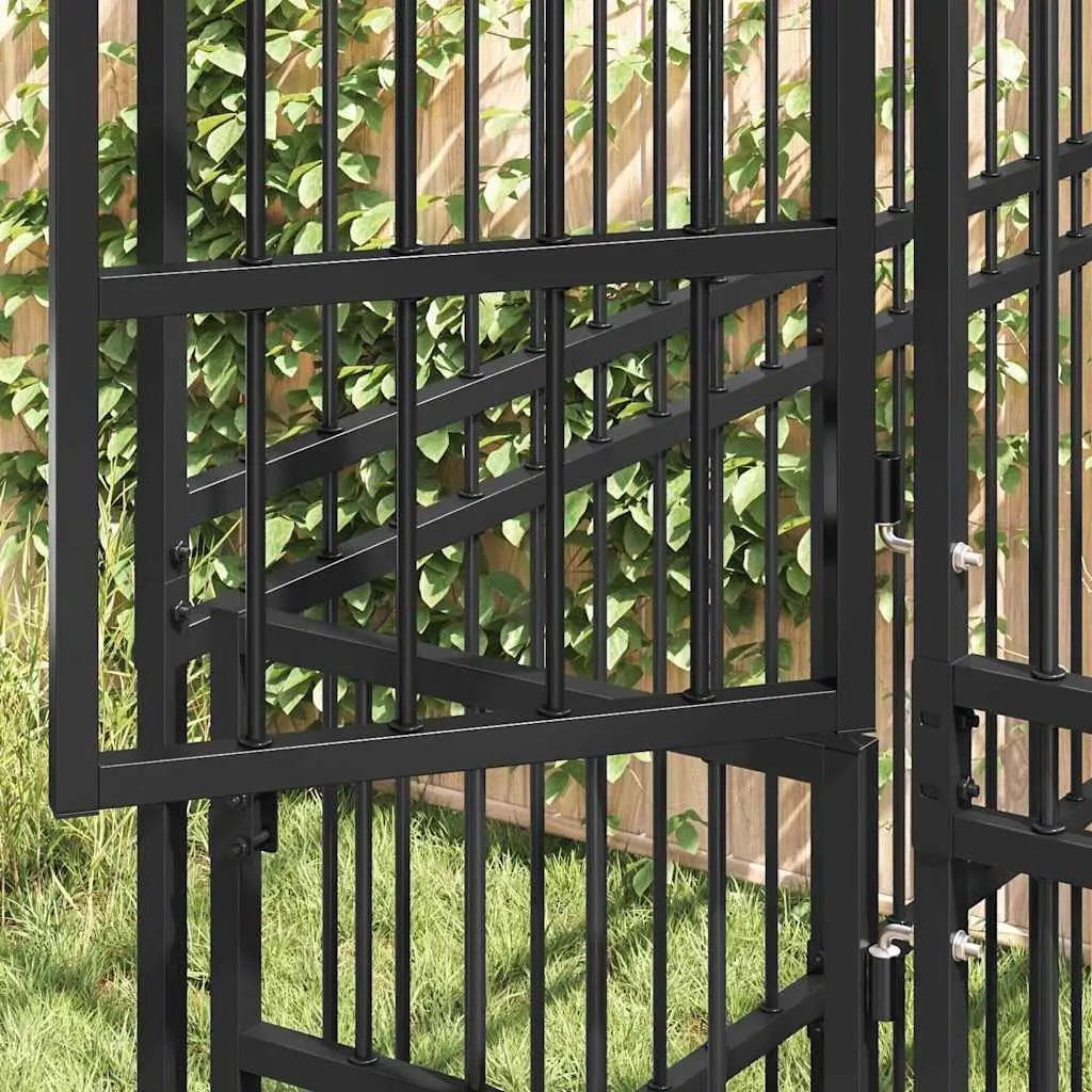 Dog Kennel Black Outdoor Steel Exercise Pen Enclosure Run Play Area