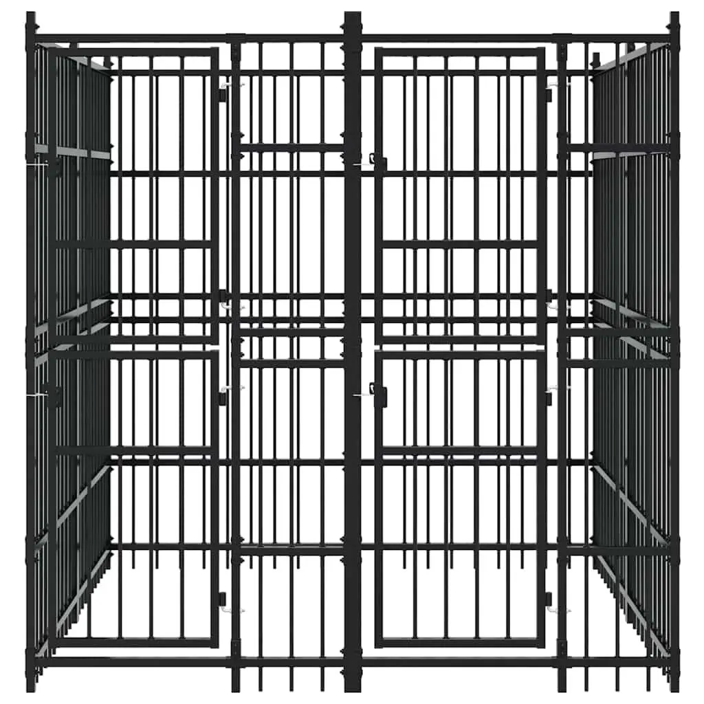 Dog Kennel Black Outdoor Steel Exercise Pen Enclosure Run Play Area