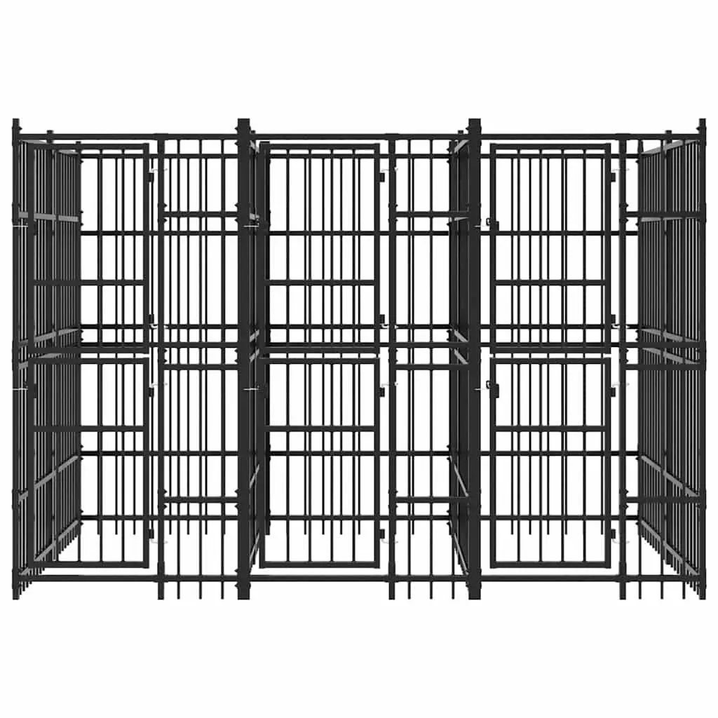 Dog Kennel Black Large Outdoor Run Exercise Pen Steel Frame
