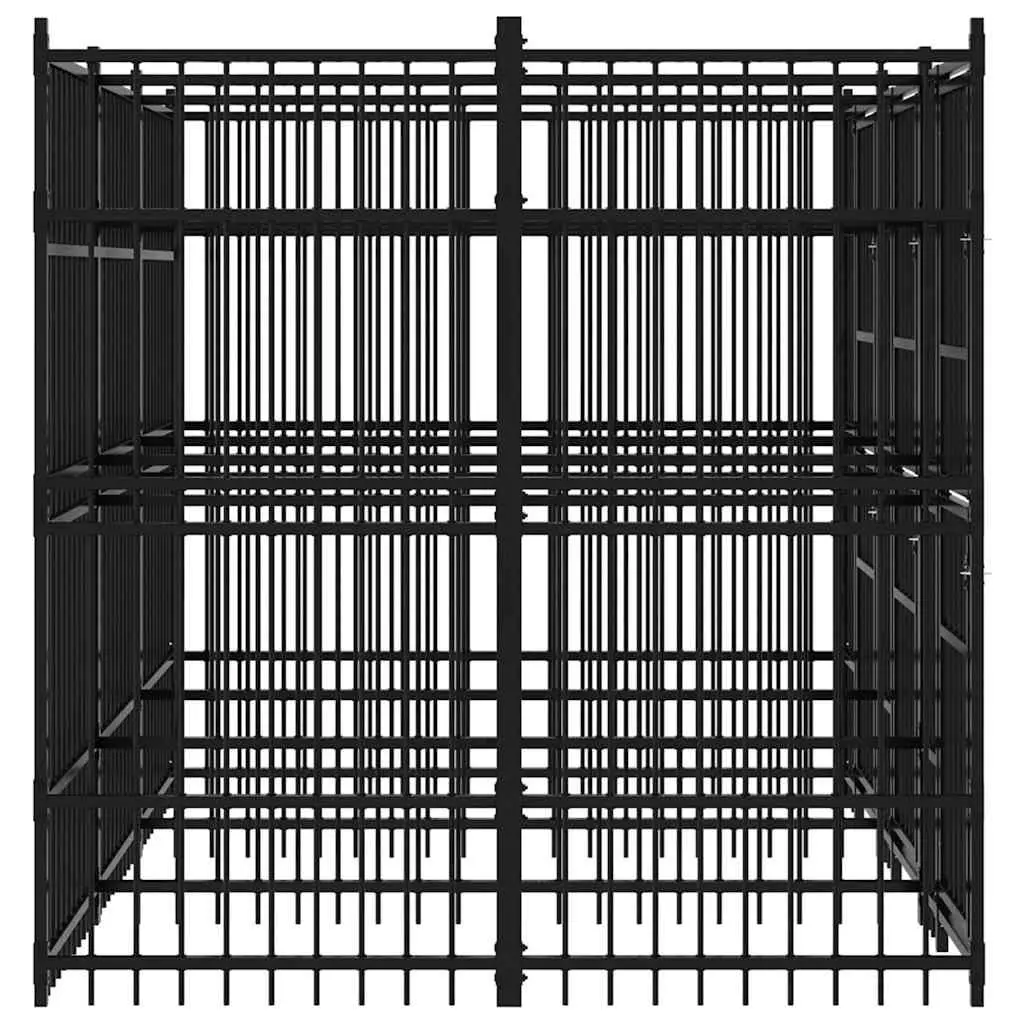 Dog Kennel Black Large Outdoor Run Exercise Pen Steel Frame