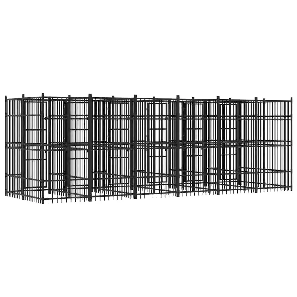 Dog Kennel Black Large Steel Outdoor Run Exercise Pen Cage