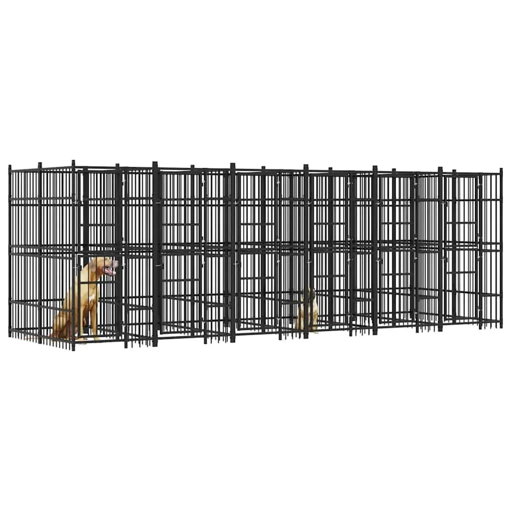 Dog Kennel Black Large Steel Outdoor Run Exercise Pen Cage