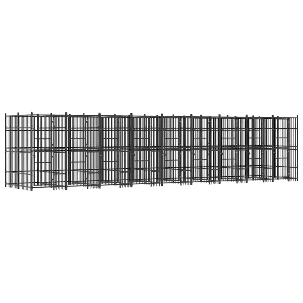 Dog Kennel Black Large Outdoor Steel Exercise Run Pen Secure Enclosure