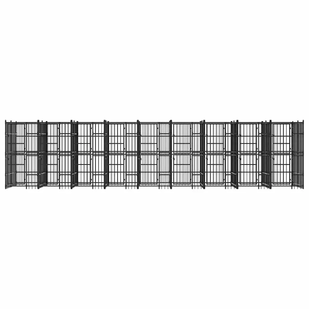 Dog Kennel Black Large Outdoor Steel Exercise Run Pen Secure Enclosure