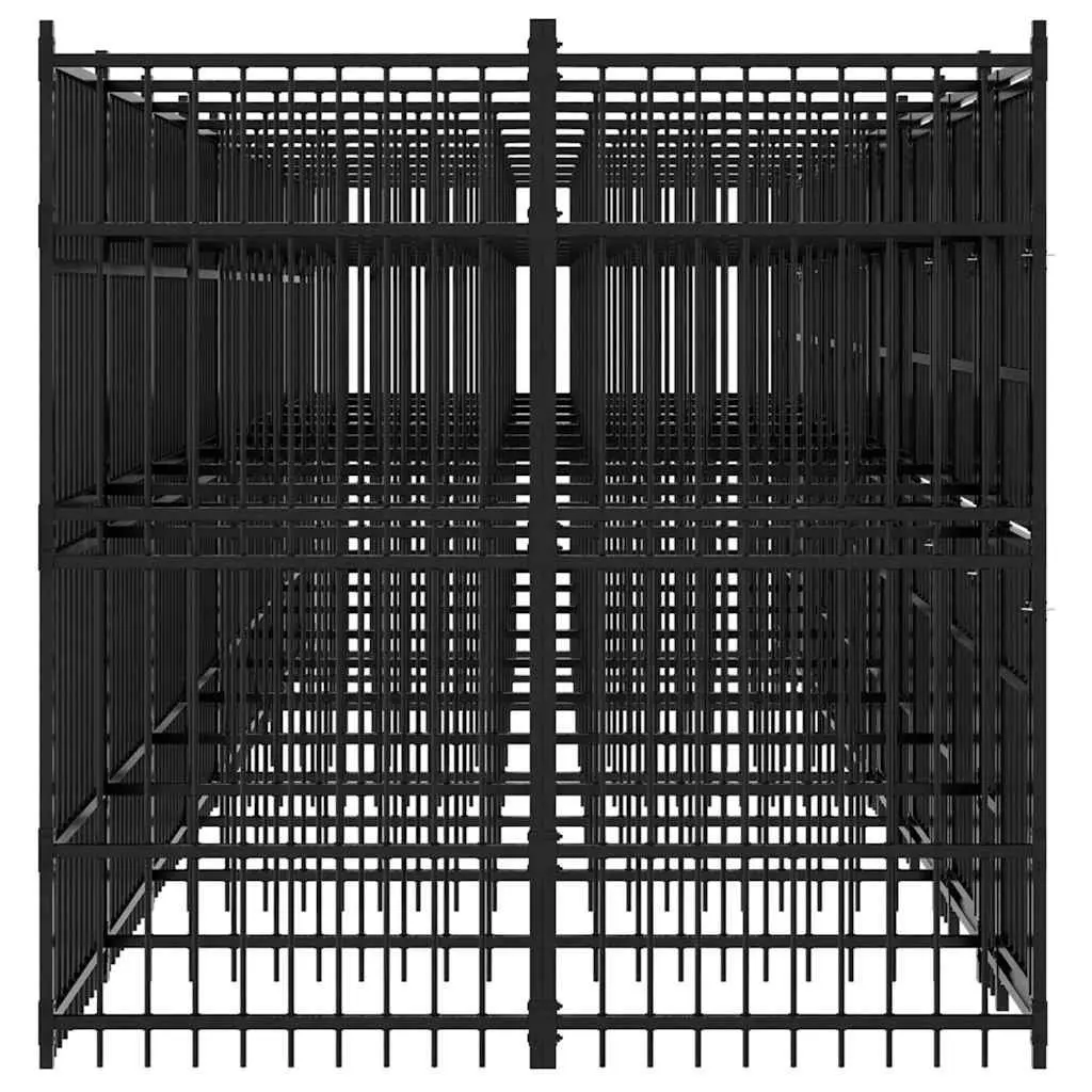 Dog Kennel Black Large Outdoor Steel Exercise Run Pen Secure Enclosure
