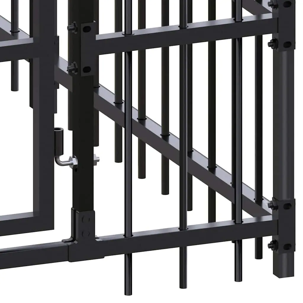 Dog Kennel Black Large Outdoor Steel Exercise Run Pen Secure Enclosure