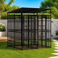 Dog Kennel Outdoor Enclosure with Roof Steel Cage Run Exercise Pen Play Area