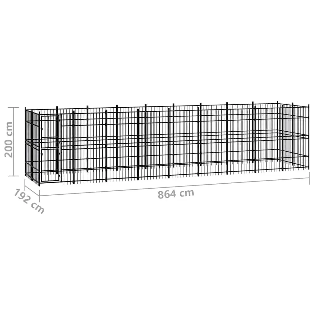Outdoor Dog Kennel Black Large Steel Enclosure Ventilated