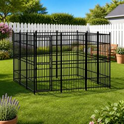 Compact Steel Dog Kennel for Outdoor Spaces