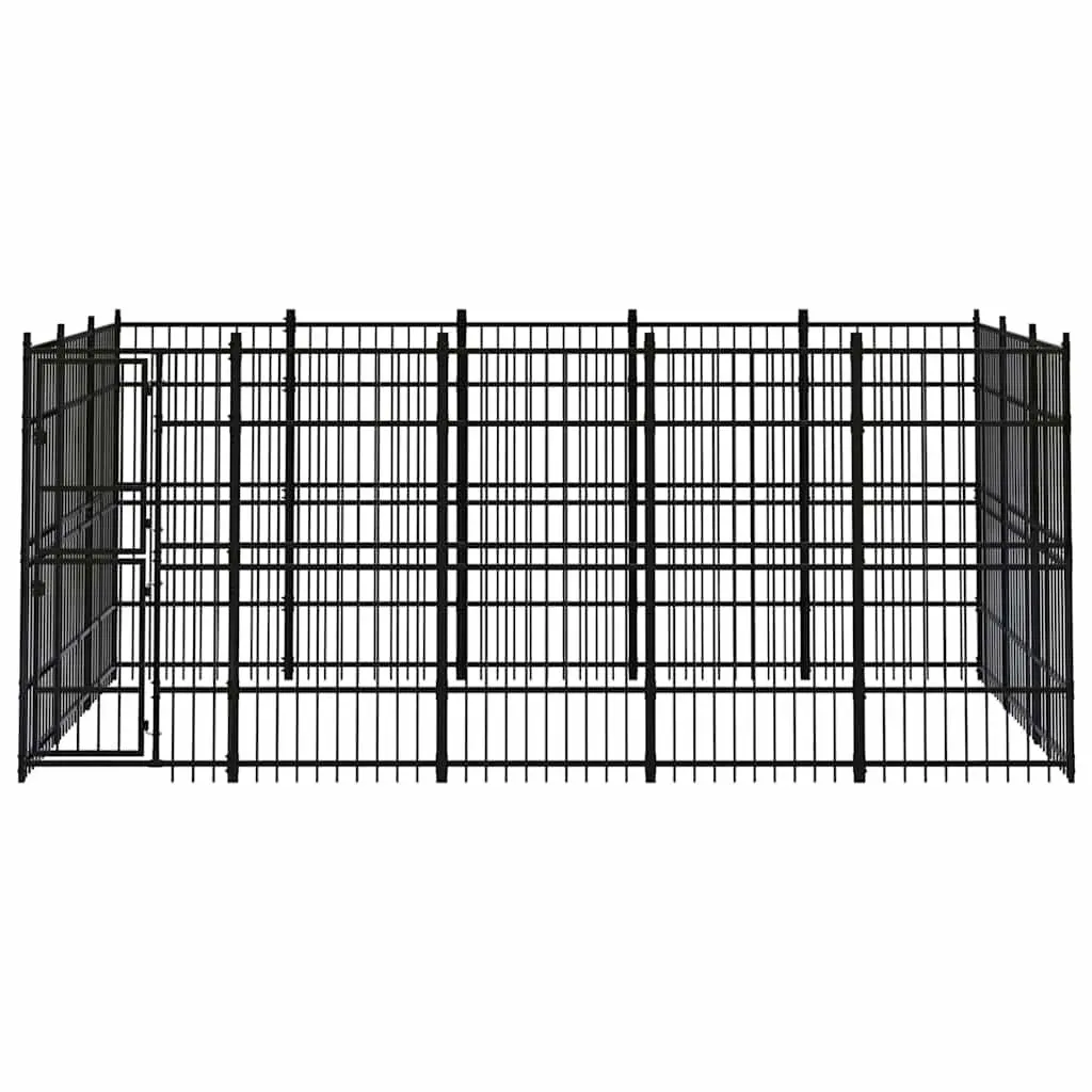 Dog Kennel Black Large Steel Construction Secure Outdoor Run Exercise Enclosure