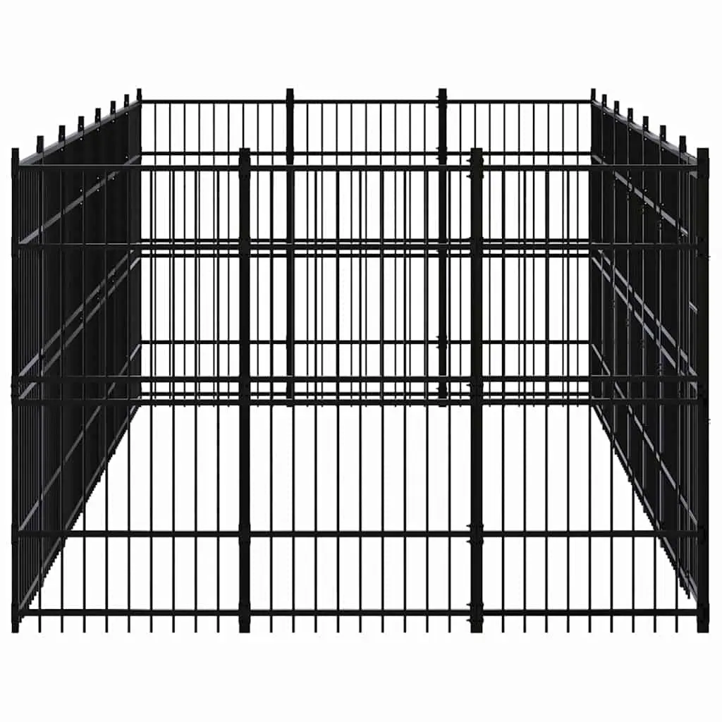Dog Kennel Black Steel Outdoor Run Enclosure Exercise Pen Lockable Door