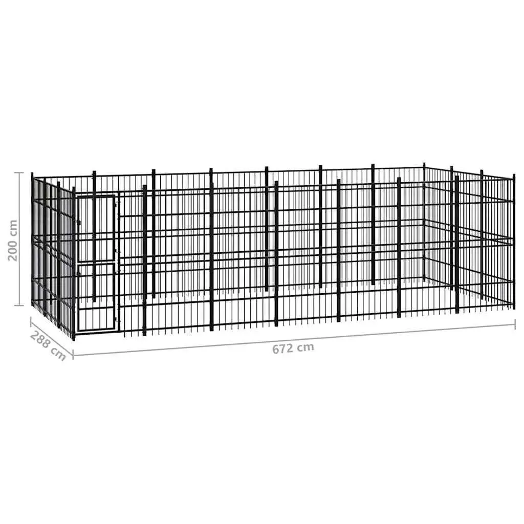 Dog Kennel Black Steel Outdoor Run Enclosure Exercise Pen Lockable Door