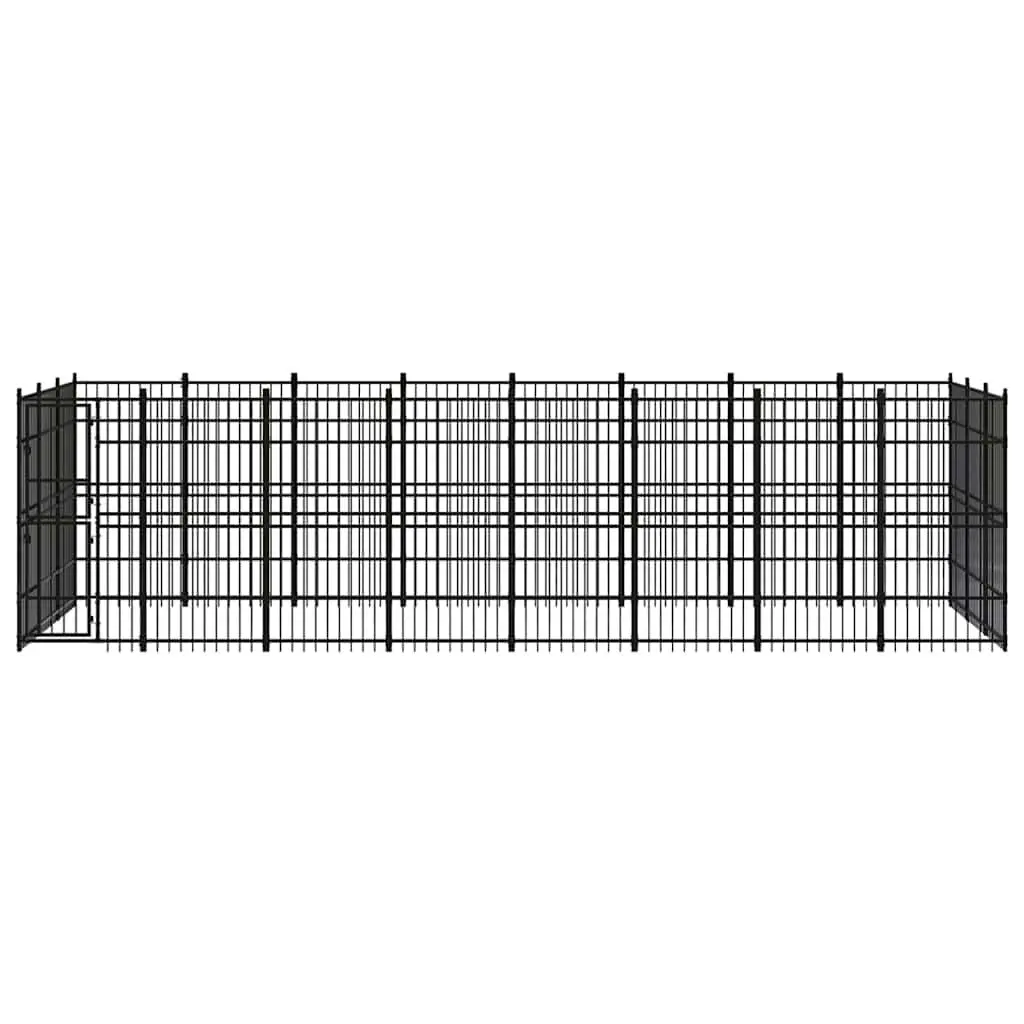 Dog Kennel Black Outdoor Steel Enclosure Exercise Run Pen 22.12 m² Play Area