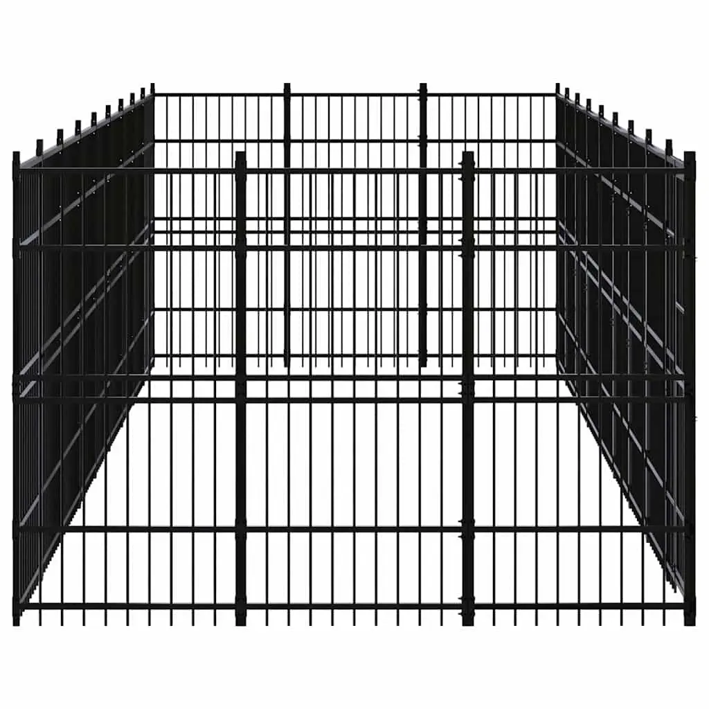 Dog Kennel Black Outdoor Steel Enclosure 24.88 m² Lockable Door