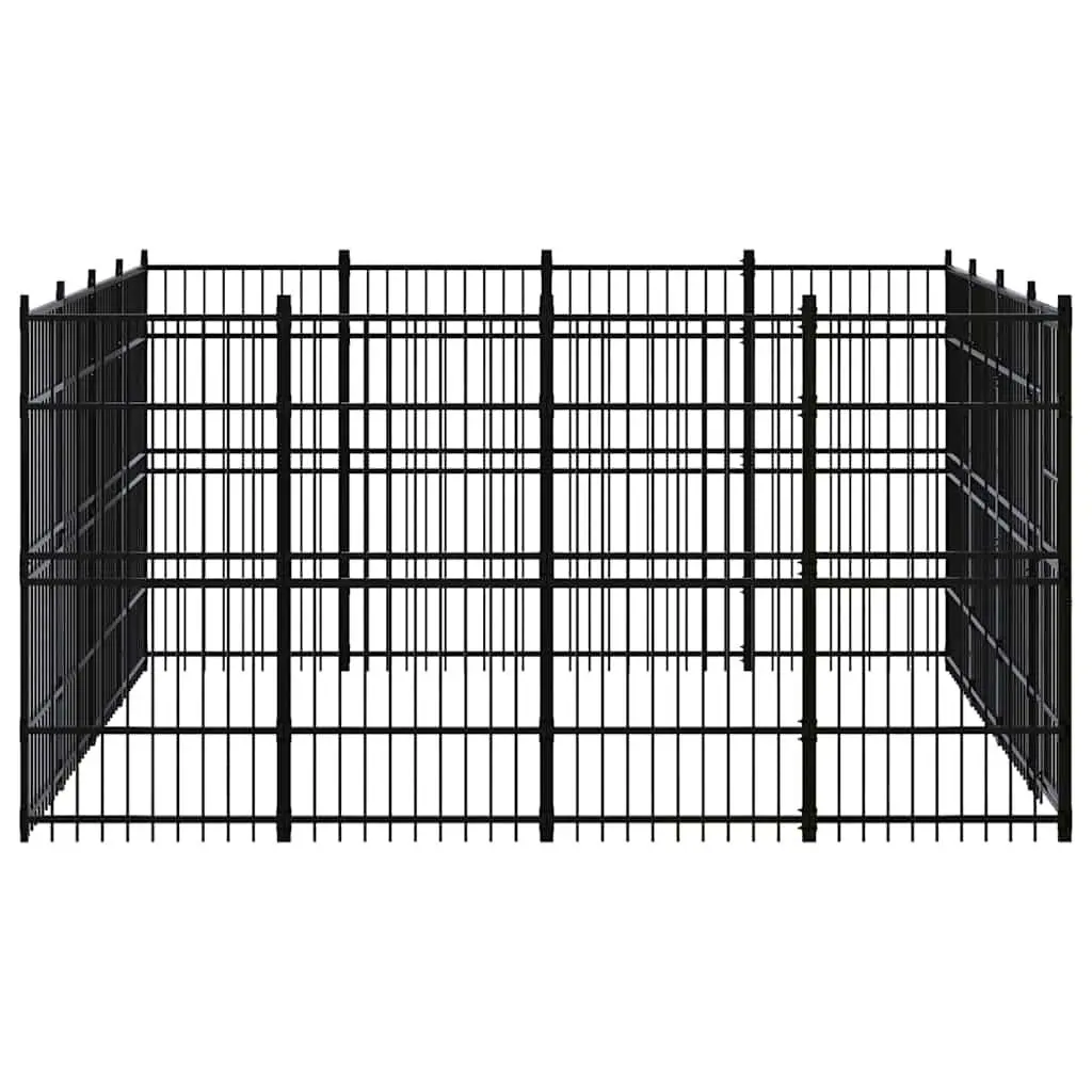 Dog Kennel Black 14.75 m² Outdoor Run Exercise Enclosure Lockable Door