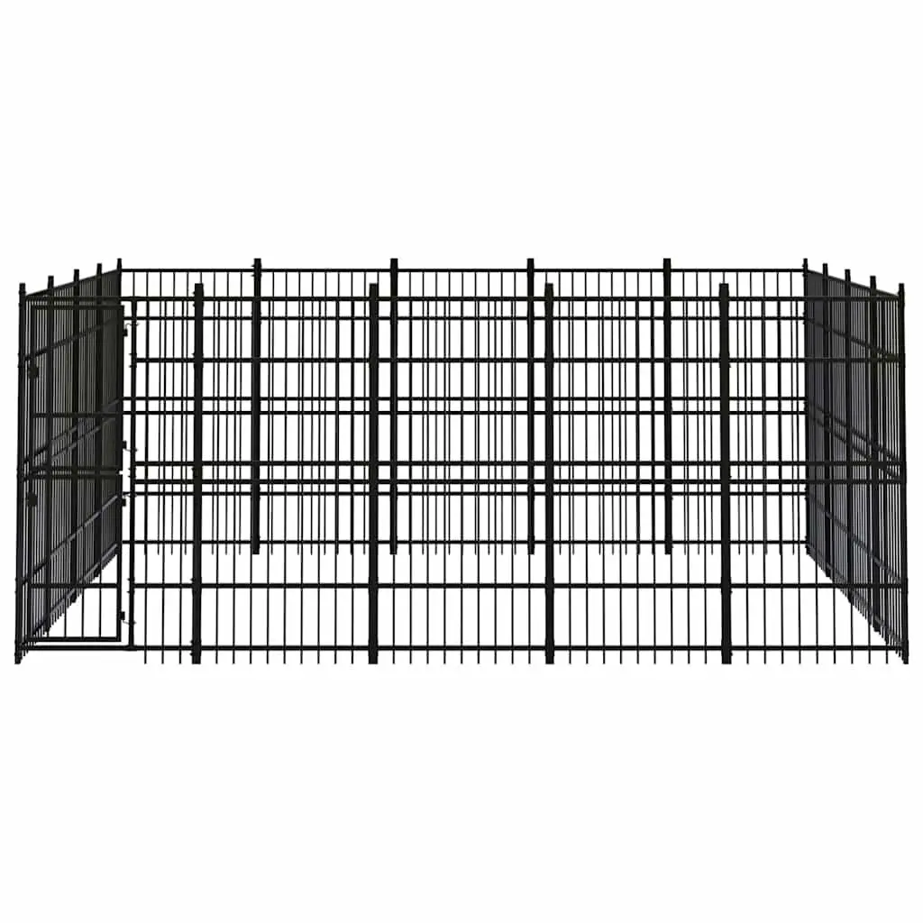 Dog Kennel Black Large Steel Outdoor Enclosure Ventilated Run Exercise Play