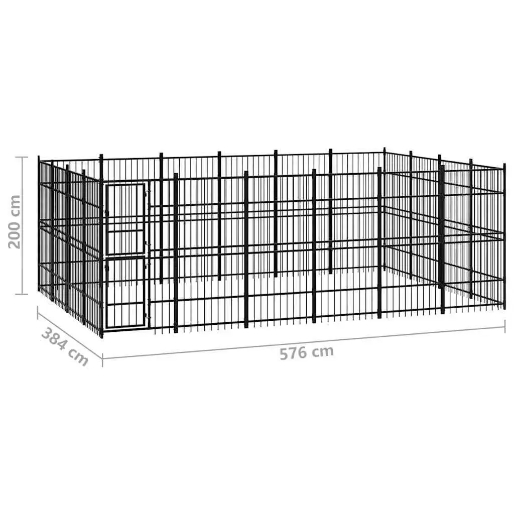 Dog Kennel Black Steel Outdoor Run Enclosure Exercise Pen Safe Play Space