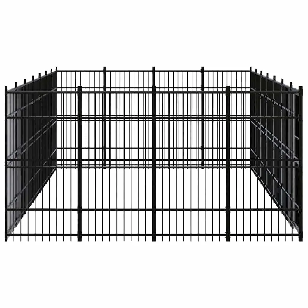 Dog Kennel Outdoor Black Large Steel Run Exercise Pen Lockable Door