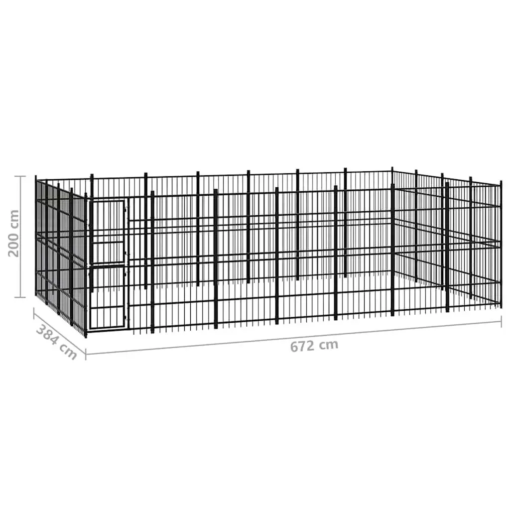 Dog Kennel Outdoor Black Large Steel Run Exercise Pen Lockable Door