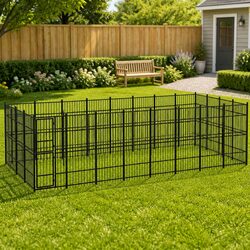 Compact and Safe Outdoor Dog Kennel for Playtime
