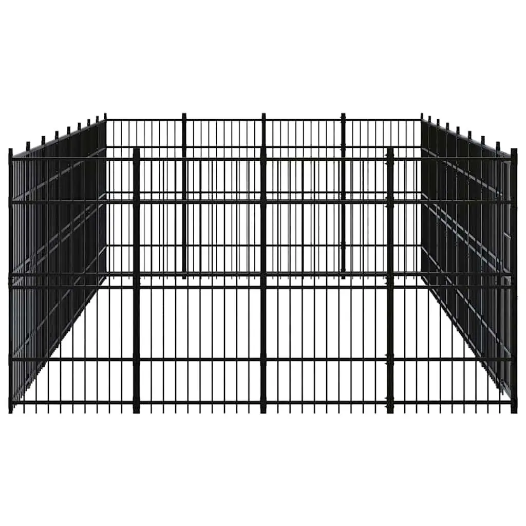 Dog Kennel Black Large Steel Outdoor Exercise Pen Safe Play Area