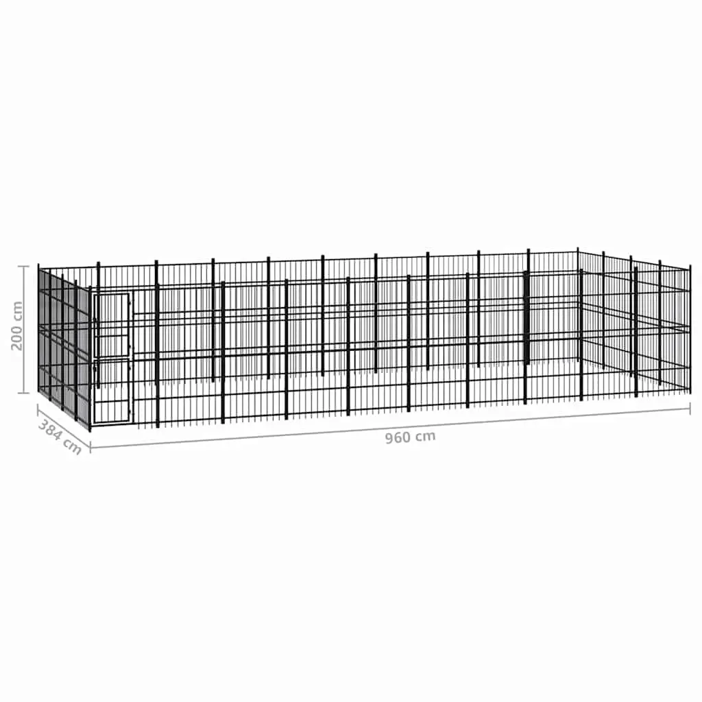 Dog Kennel Black Large Steel Exercise Enclosure Secure Ventilated