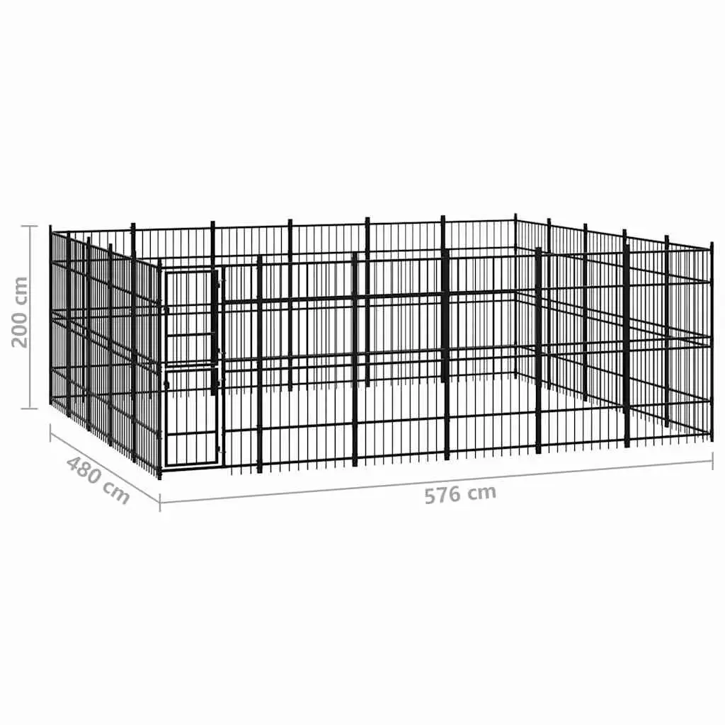 Dog Kennel Black Steel Outdoor Run Exercise Pen Enclosure Large Pet Play Area