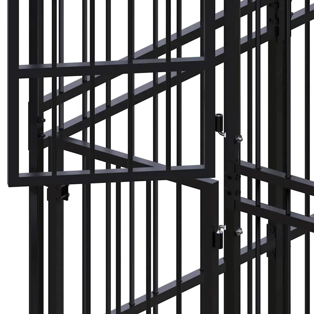 Dog Kennel Black Large Steel Outdoor Run Exercise Enclosure Secure Lockable