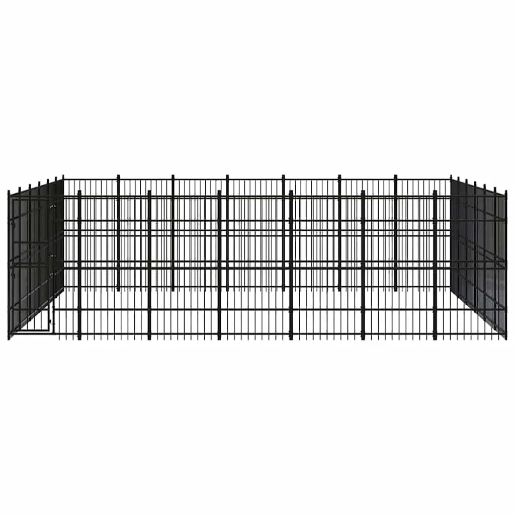 Dog Kennel Black Steel 38.71m² Outdoor Enclosure Run Cage Playpen