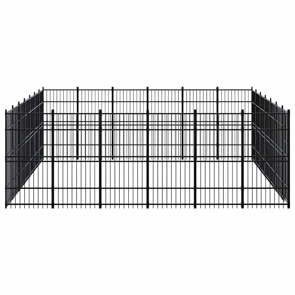 Dog Kennel Black Steel 38.71m² Outdoor Enclosure Run Cage Playpen