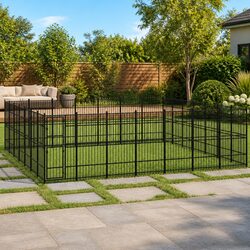 Dog Kennel Steel Outdoor Run Enclosure Large Exercise Play Area Secure Latch