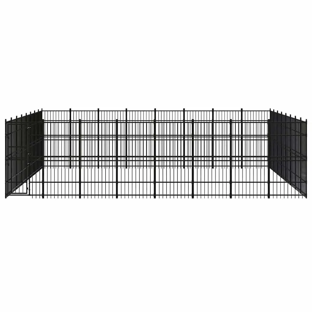 Dog Kennel Black Large Steel Exercise Run Enclosure Secure Lockable Door